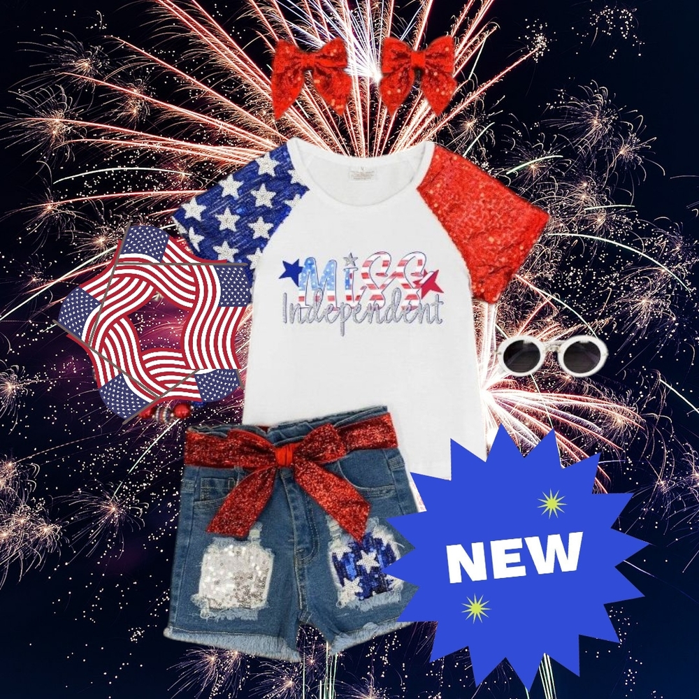 NWOT Size 12/14 Teen Patriotic Matching Set with Red and Blue Accents